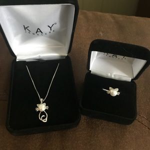 Pearl Kitty Necklace & Ring